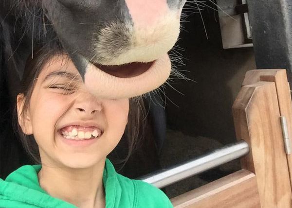 Happy child with pony