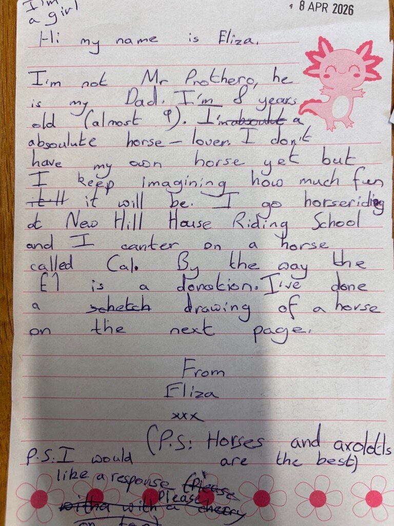 Letter from Stable Squad member Eliza