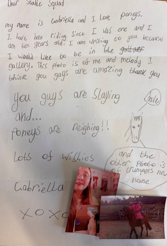 Letter from Stable Squad member Gabriella